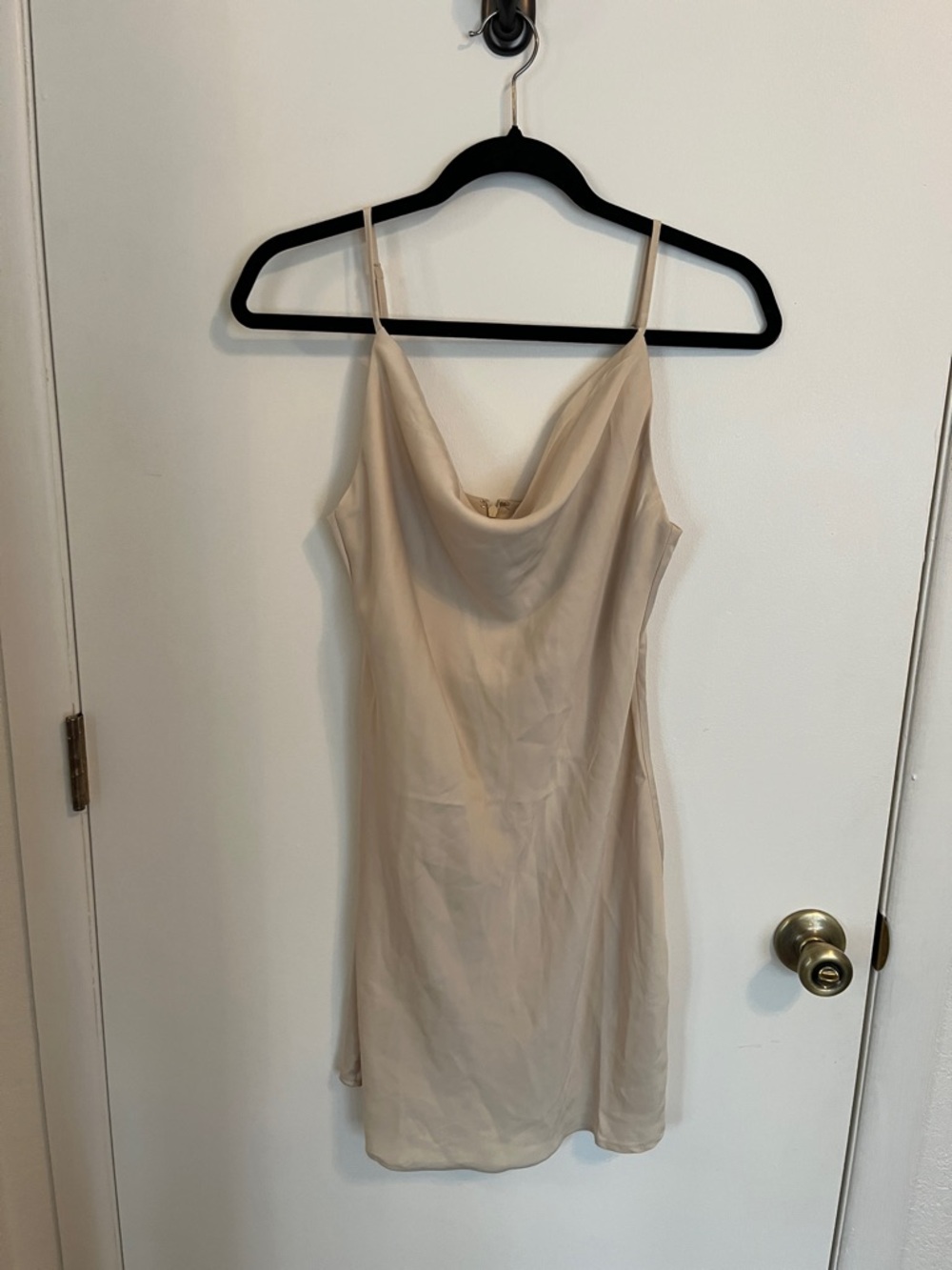 Silky Cowl Neck Slip Dress in Cream